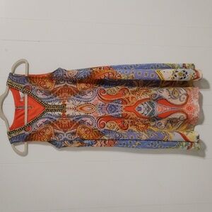 Sandra Darren Sleeveless Shift Dress Size 8 Orange Paisley Geometric Print